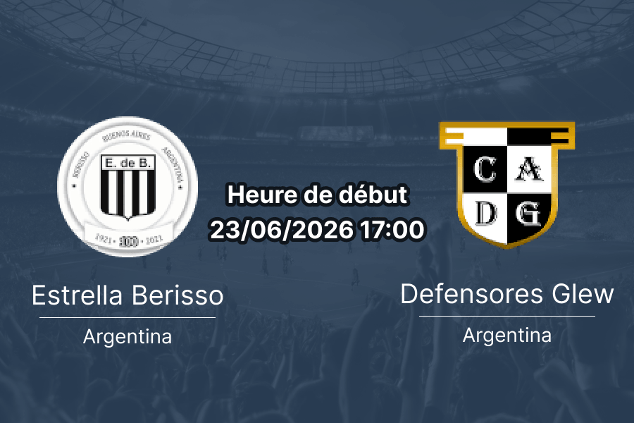 Pronostic Estrella de Berisso Defensores de Glew – Cancha Estrella de Berisso, Torneo Promocional Amateur, 23 juin 2026