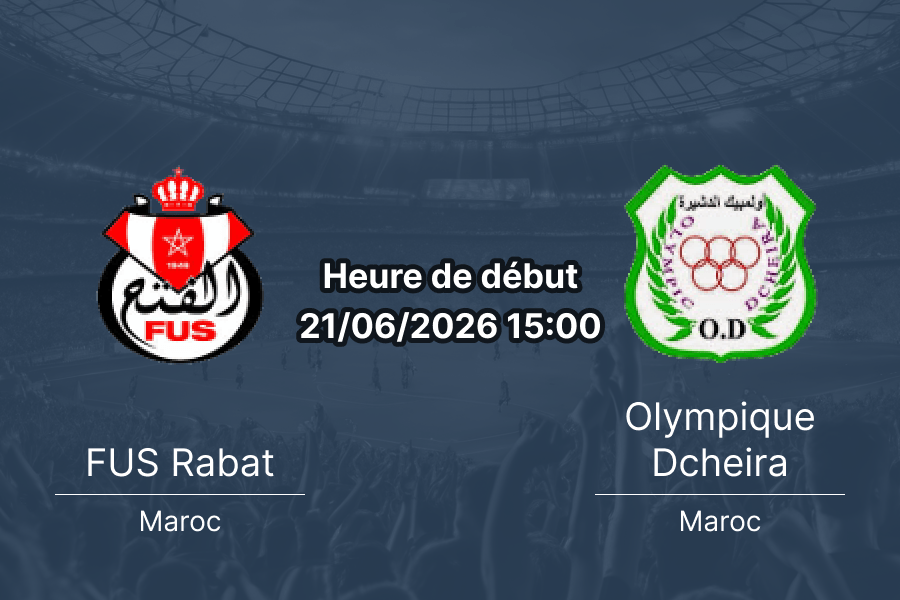Pronostic FUS Rabat Olympique Dcheira – Stade Prince Moulay Hassan, Botola Pro journée 26, 21 juin 2026