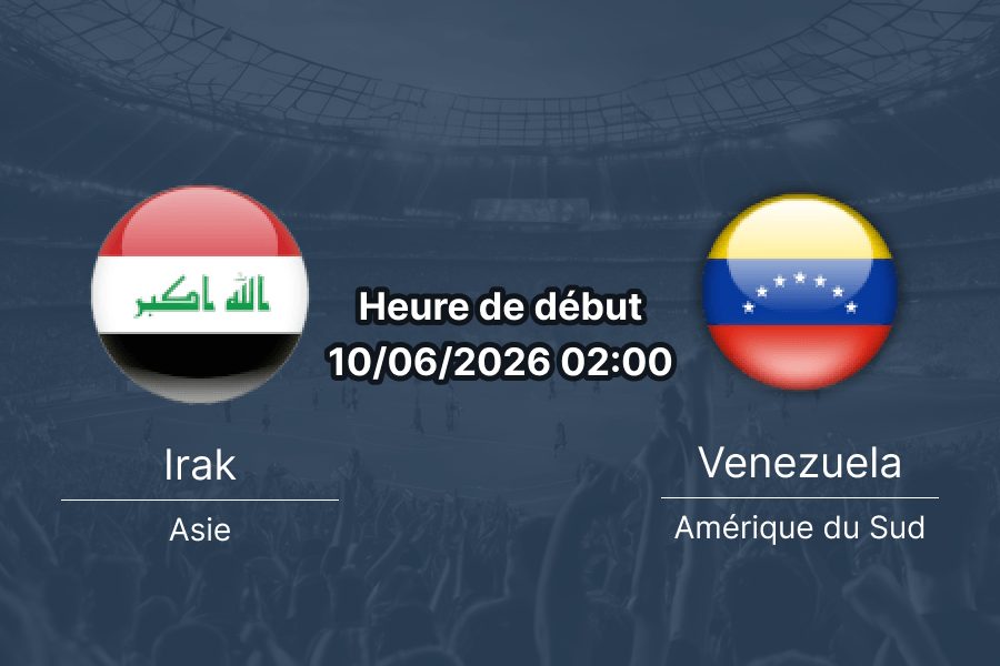Pronostic Irak Venezuela – SeatGeek Stadium Bridgeview, match amical préparation Coupe du Monde 10 juin 2026