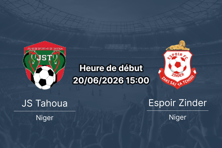 Pronostic JS Tahoua Espoir Zinder – Super Ligue du Niger Journée 30, 20 juin 2026