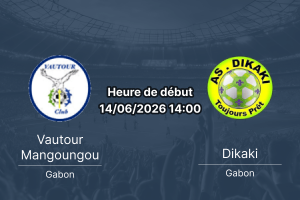 Pronostic Vautour Mangoungou Dikaki — Stade Augustin Monédan de Sibang, National Foot 1 Gabon, Tour 22, 14 juin 2026