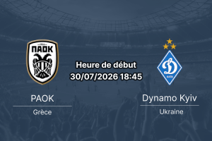 Pronostic PAOK Dynamo Kyiv – Stade Toumba Thessaloniki Grèce, UEFA Europa League QR2 Retour, 30 juillet 2026