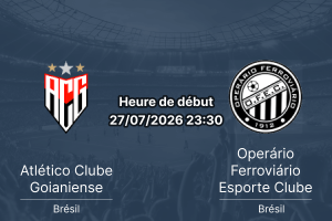Pronostic Atlético Goianiense Operário Ferroviário – Estádio Antônio Accioly Goiânia, Campeonato Brasileiro Série B 2026 Round 20, 27 juillet 2026