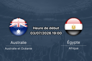 Pronostic Australie Égypte – AT&T Stadium Arlington, 1/16 de finale Coupe du Monde 2026, 3 juillet