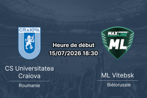 Pronostic Craiova Vitebsk – Stadionul Ion Oblemenco Craiova, retour Ligue des champions 2026, 15 juillet