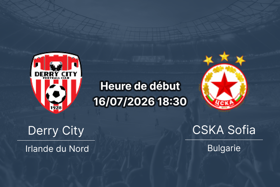 Pronostic Derry City CSKA Sofia – Ryan McBride Brandywell Stadium Londonderry, retour UEL 2026, 16 juillet