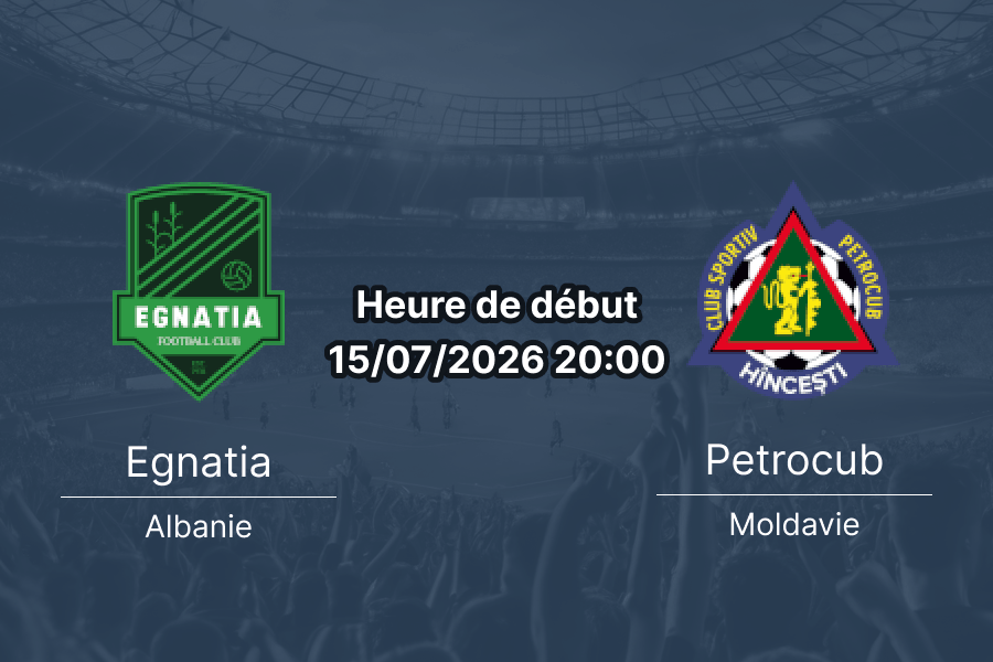 Pronostic Egnatia Petrocub – Arena Egnatia Rrogozhinë, retour Ligue des champions 2026, 15 juillet