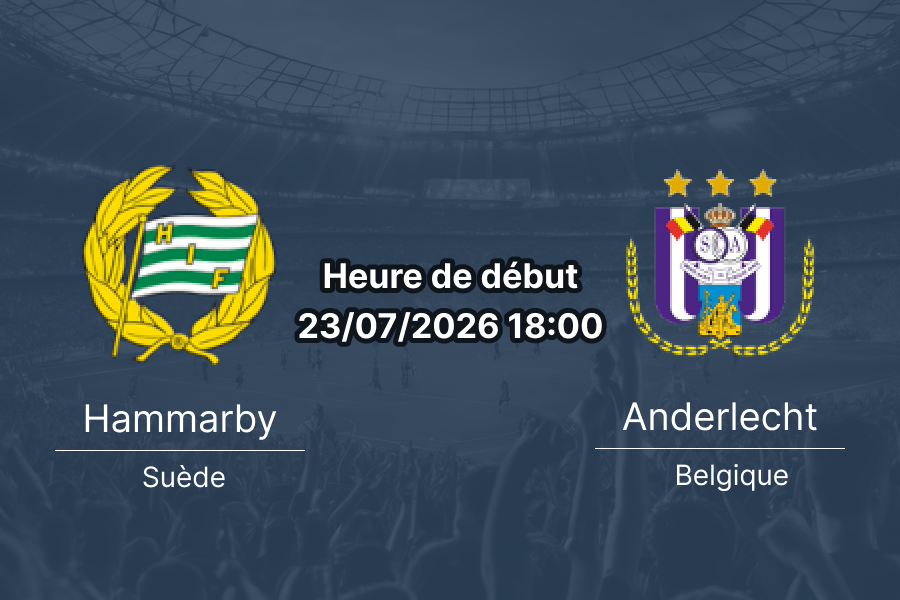 Pronostic Hammarby Anderlecht – Tele2 Arena Stockholm, Ligue Europa UEFA UEL Q2 match aller, 23 juillet 2026