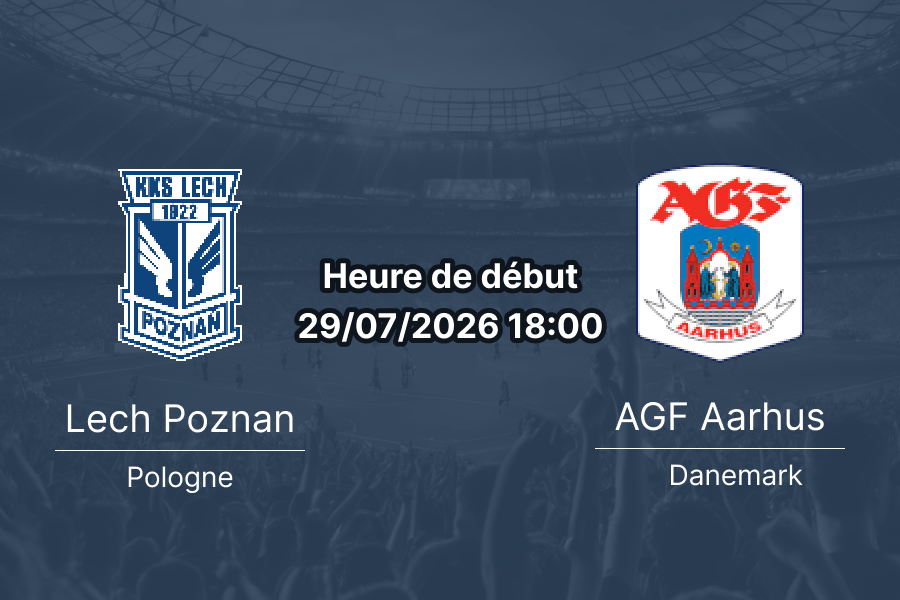 Pronostic Lech Poznan AGF Aarhus – Stade Municipal INEA Poznan, UEFA Champions League QR2 Retour, 29 juillet 2026