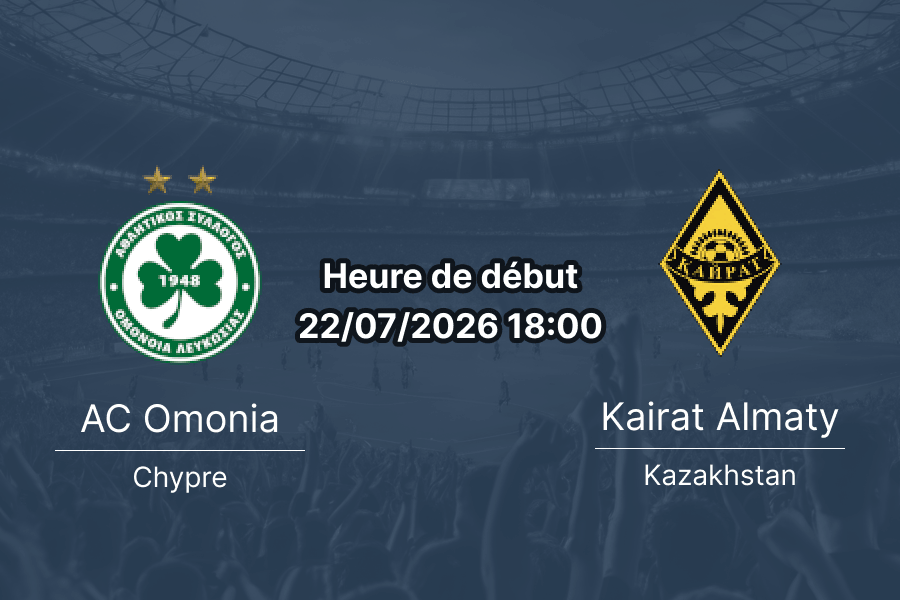 Pronostic Omonia Kairat – GSP Stadium Nicosie, Ligue des champions UCL Q2 match aller, 22 juillet 2026