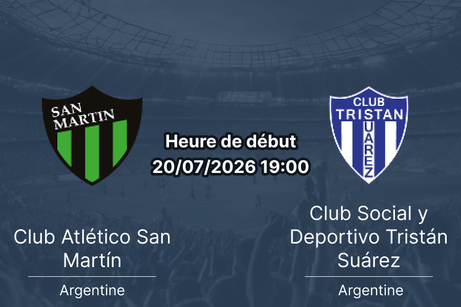 Pronostic San Martín San Juan Tristán Suárez – Estadio Ingeniero Hilario Sánchez, Primera B Nacional Tour 21, 20 juillet 2026