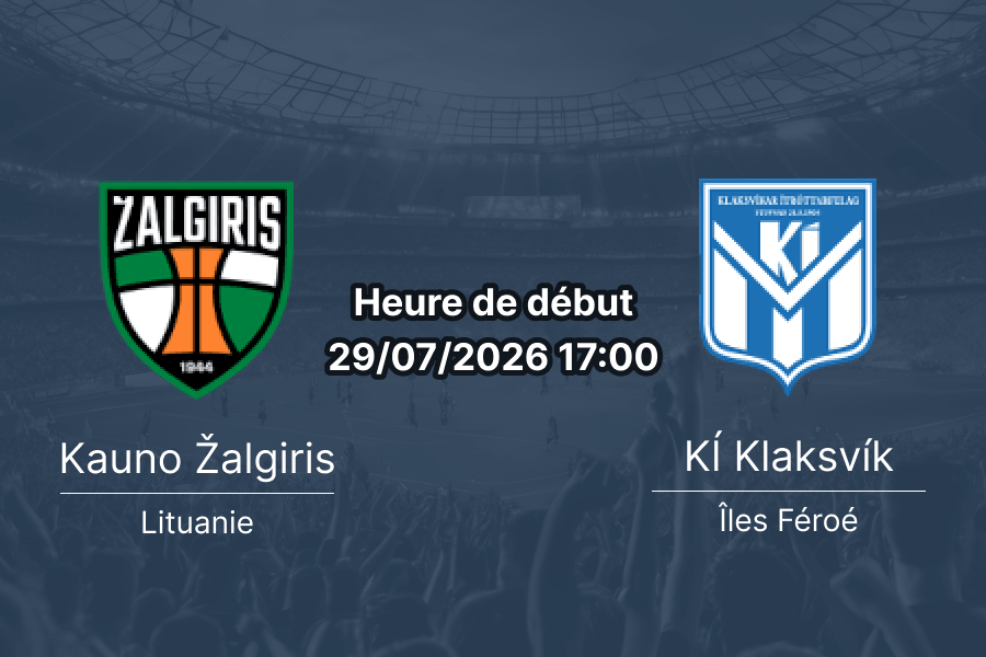 Pronostic Zalgiris Kaunas KÍ Klaksvík – Jonava Lituanie, UEFA Champions League QR2 Retour, 29 juillet 2026