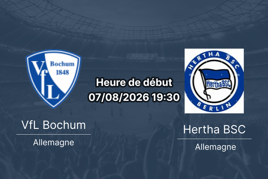 Pronostic Bochum Hertha BSC – Vonovia Ruhrstadion Bochum, 2. Bundesliga match d'ouverture saison 2026-27, 7 août 2026