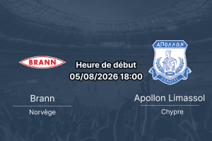 Pronostic Brann Apollon Limassol – Brann Stadion Bergen, Conference League 3e tour qualificatif aller, 5 août 2026