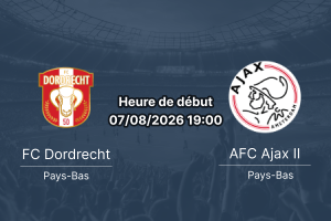 Pronostic Dordrecht Ajax II – M-Scores Stadion Dordrecht, Eerste Divisie ouverture saison 2026-27, 7 août 2026