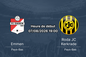 Pronostic Emmen Roda JC Kerkrade – De Oude Meerdijk Emmen, Eerste Divisie ouverture saison 2026-27, 7 août 2026