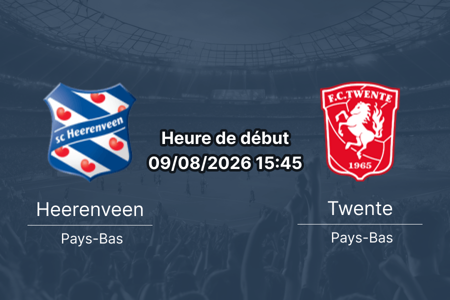 Pronostic Heerenveen Twente – Abe Lenstra Stadion Heerenveen, Eredivisie ouverture saison 2026-27 Tour 1, 9 août 2026