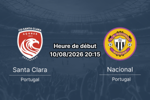 Pronostic Santa Clara Nacional da Madeira – Estadio São Miguel Gondomar, Liga Portugal ouverture saison 2026-27 Tour 1, 10 août 2026