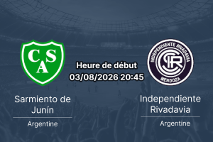 Pronostic Sarmiento Independiente Rivadavia – Estadio Eva Perón Junín, Clausura 2026 Tour 3, 3 août 2026