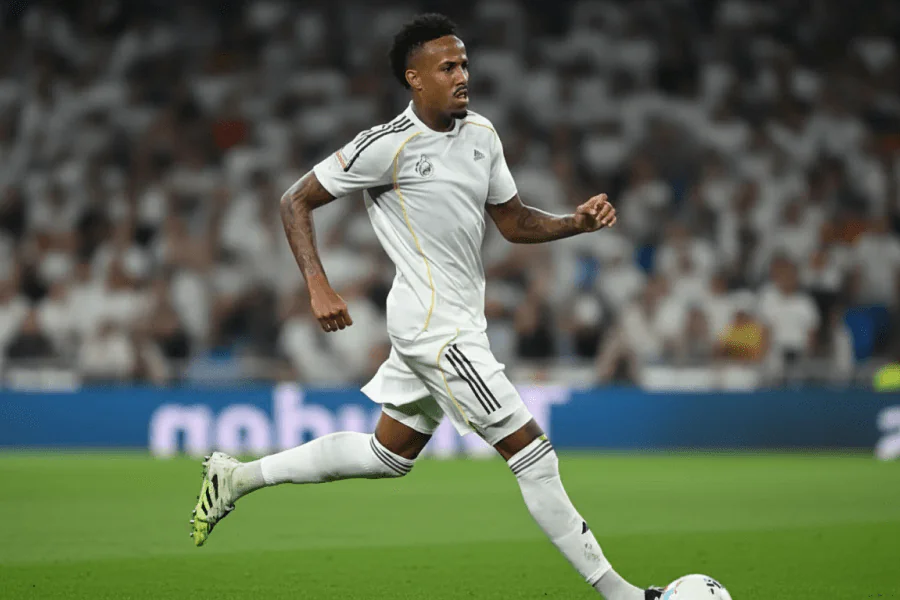 Eder Militão recevant des soins médicaux sur le terrain.