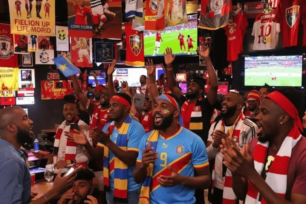 Les supporters de la RDC encouragent leur équipe avec passion