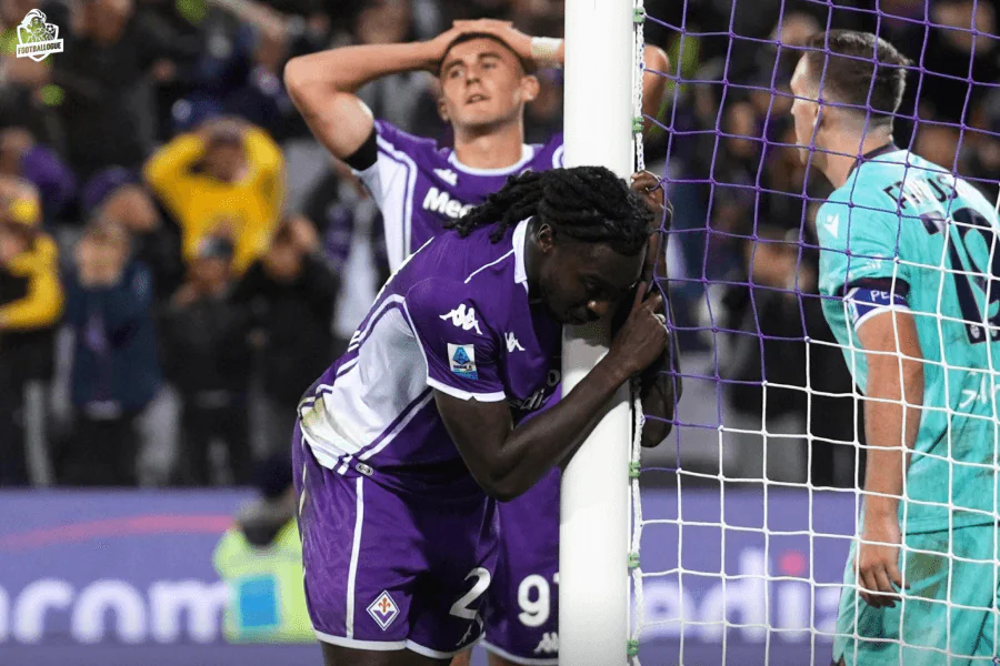 Joueurs de la Fiorentina s'échauffant avant la rencontre.