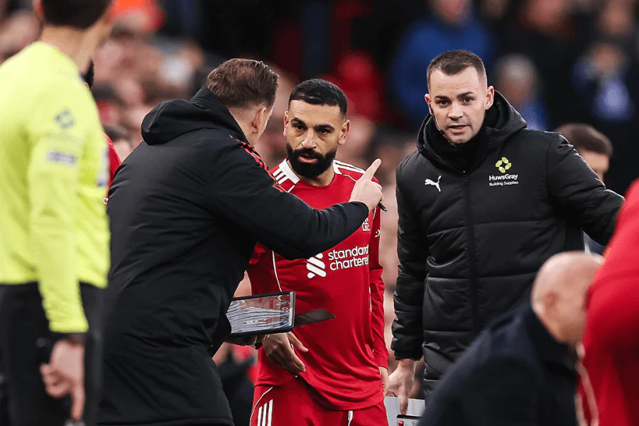 Salah en action lors d’un match de Liverpool à Anfield.