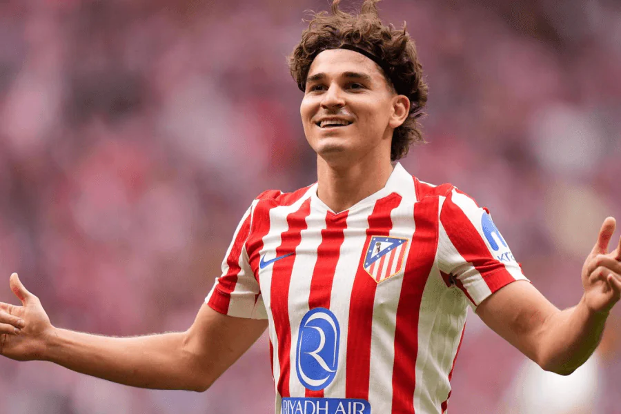 Álvarez célébration but maillot Atlético Madrid champion monde argentin 2022