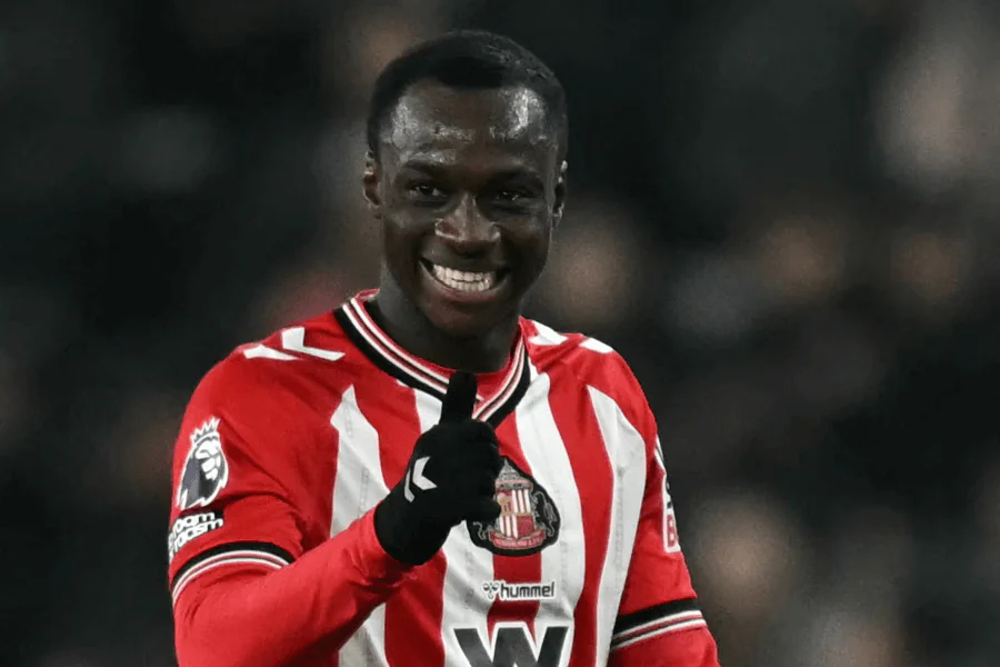 Habib Diarra célèbre son but contre Burnley au Stadium of Light