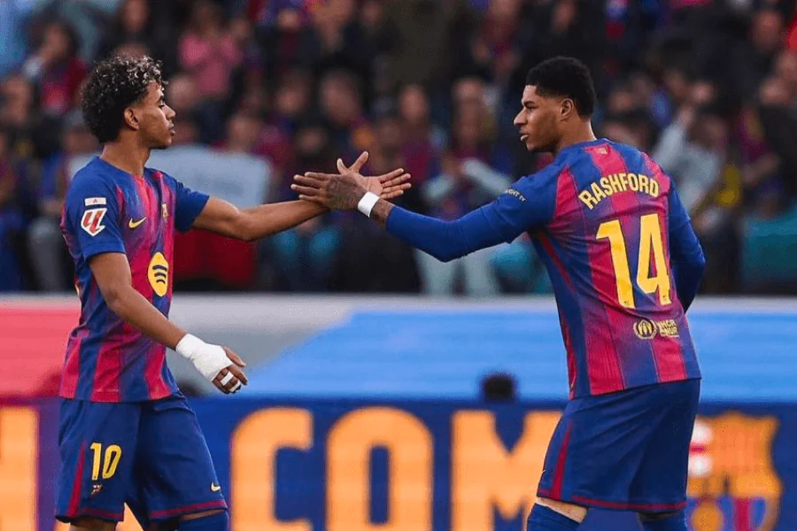 Marcus Rashford maillot Barcelone dribble Liga Espagne 2025-2026